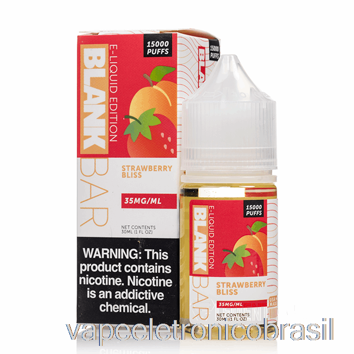 Vape Eletrônico Morango Bliss - Sais Em Barra Em Branco - 30ml 35mg